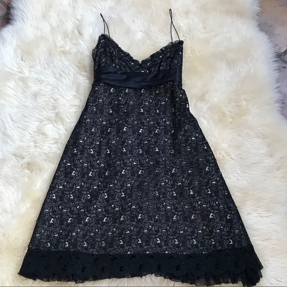 Nicole Miller Black Lace Midi Dress